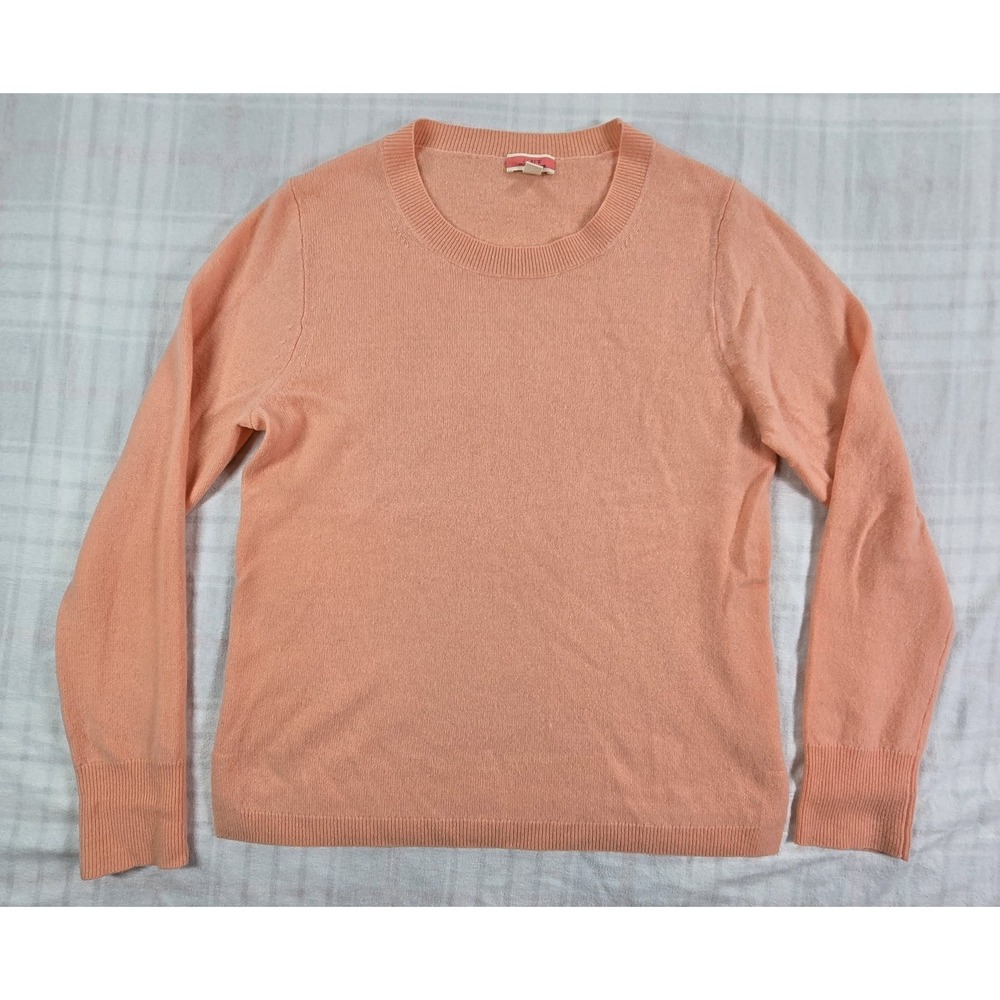 J. Crew Womens 100% Cashmere Crewneck Pullover Sweater Peach Pink M